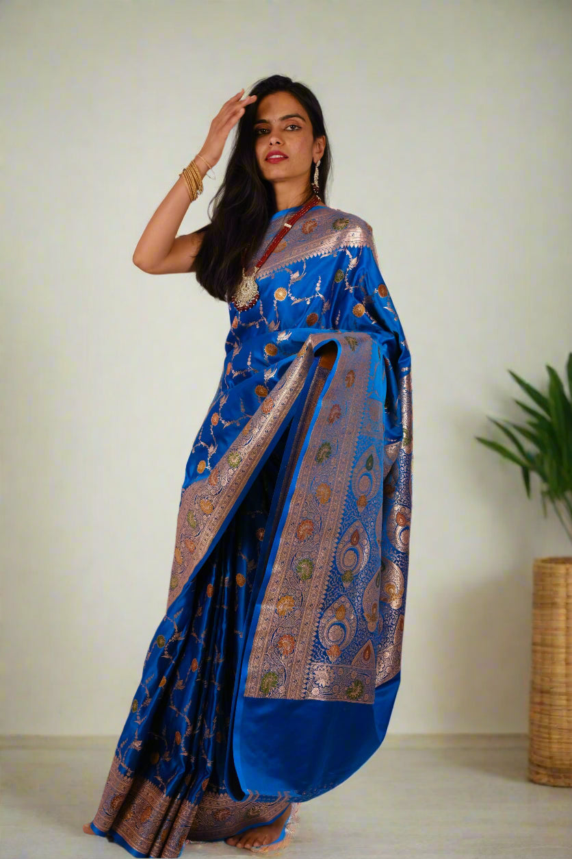 Blue Katan Meena - Banarasi Saree