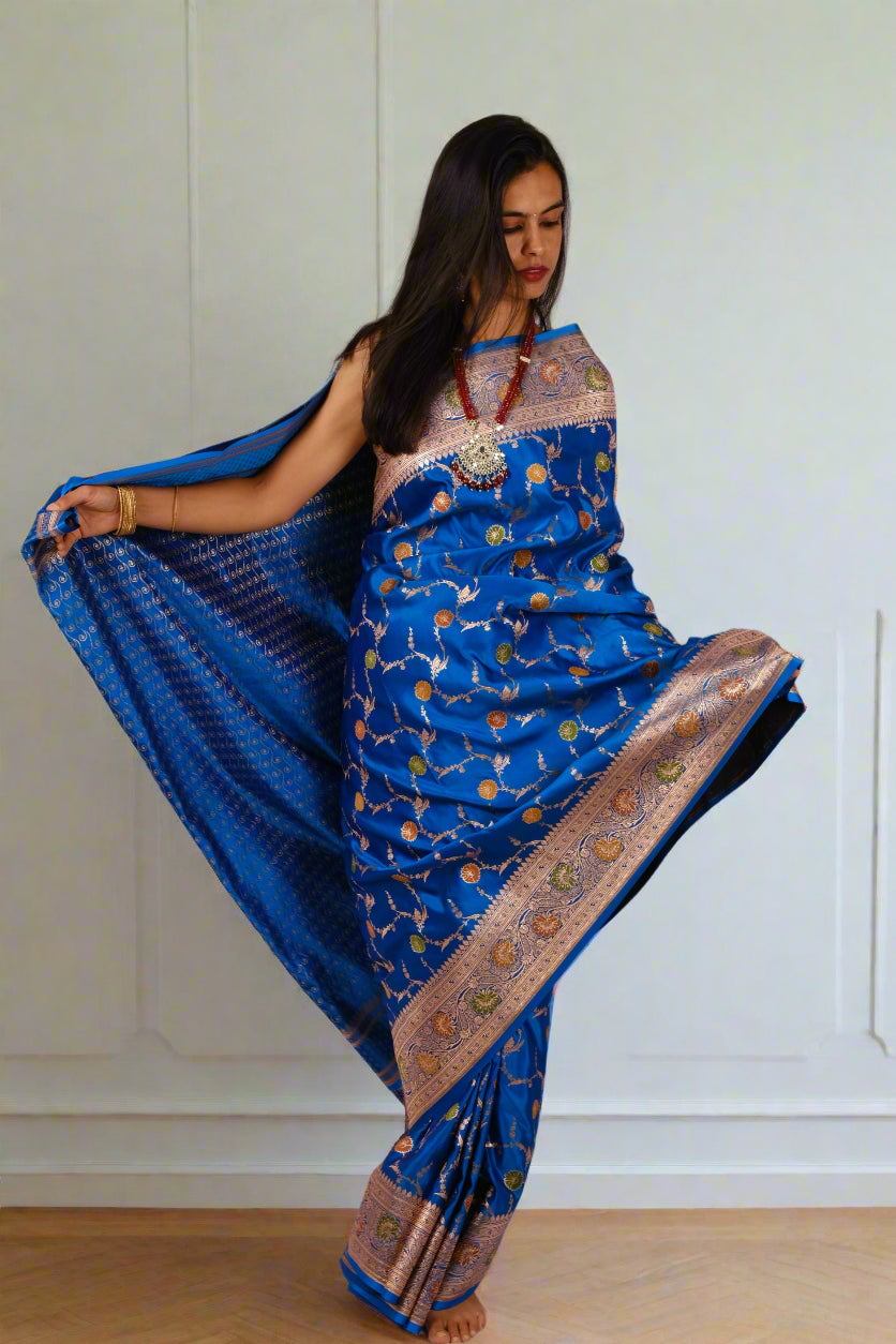 Blue Katan Meena - Banarasi Saree