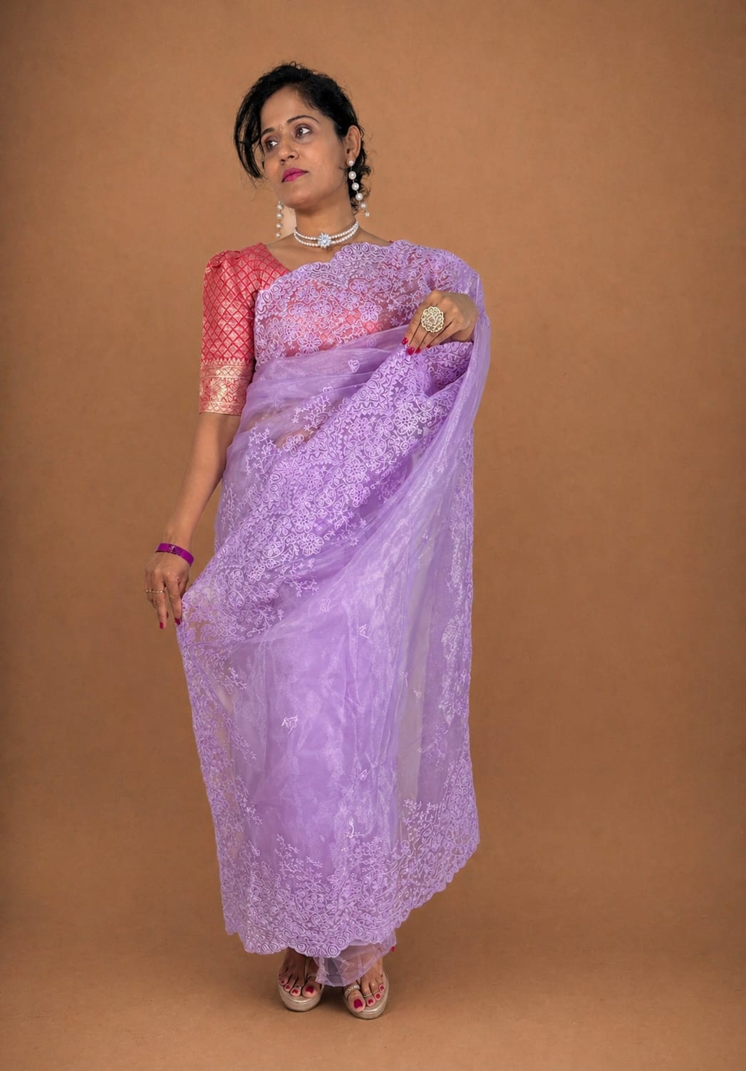 Purple Cutwork Designer Saree
