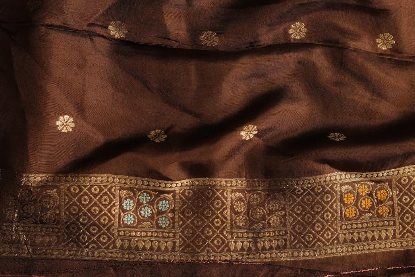Chocolate Russian Crepe - Banarasi Saree