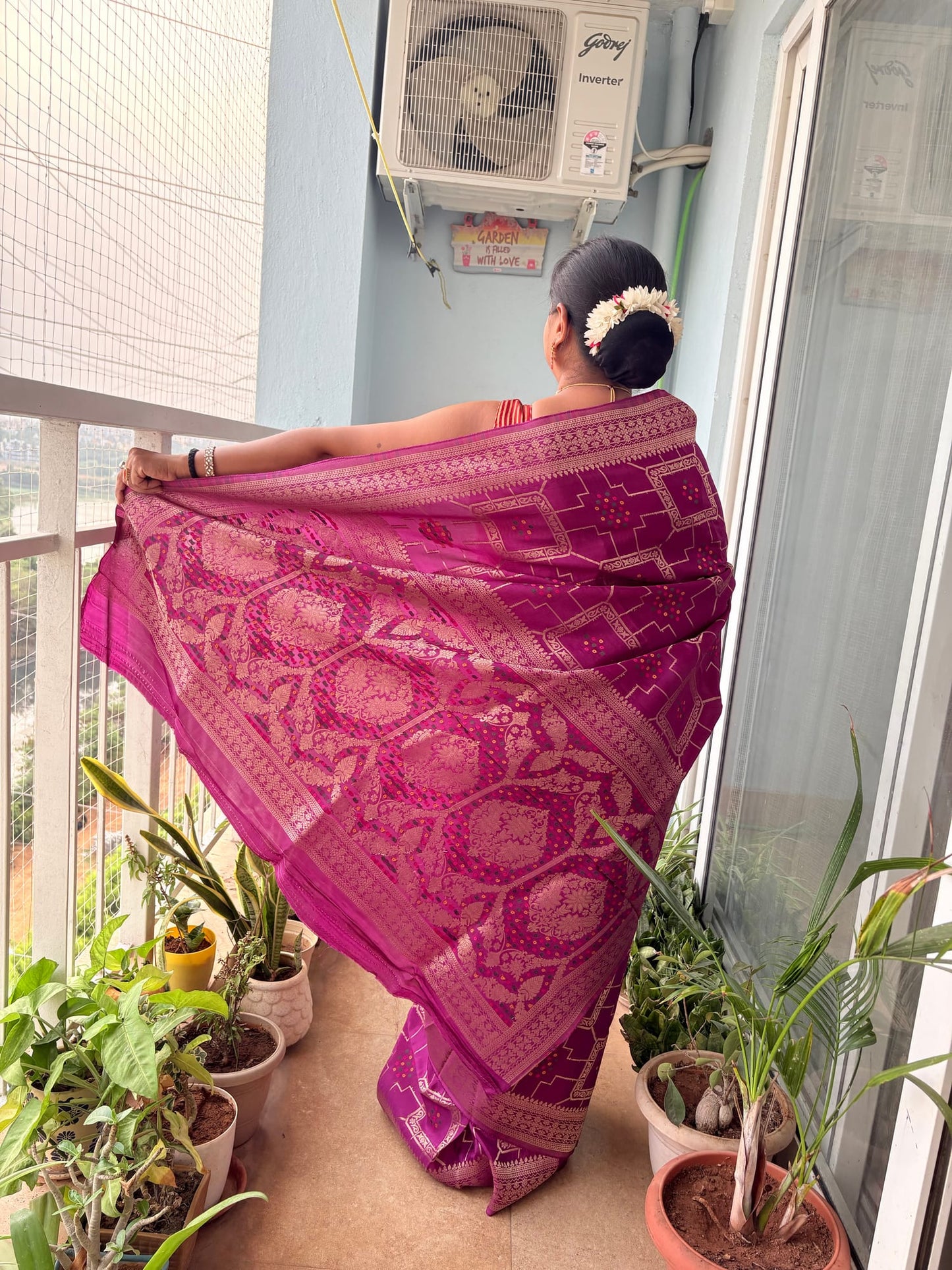 Kashi Crepe - Light Purple Bandhej Banarasi