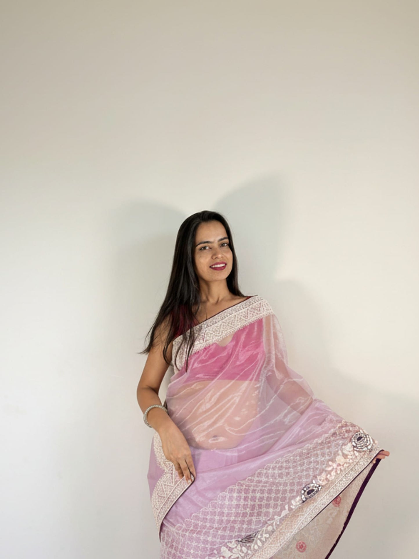 Purple Organza Designer Saree
