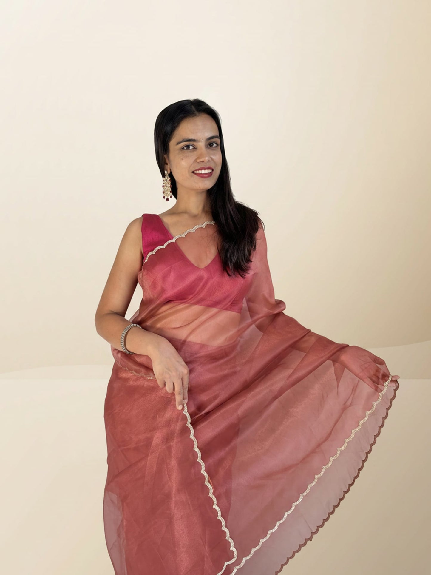 Rust Ready to Wear Designer Saree