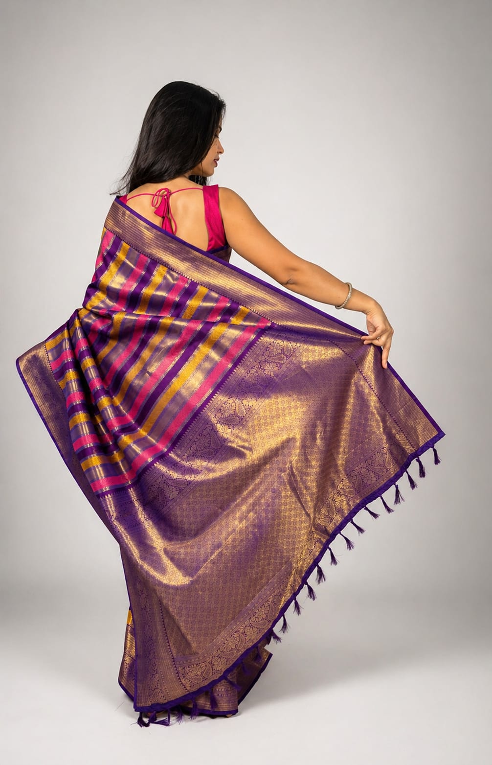 Purple Brocade Saree