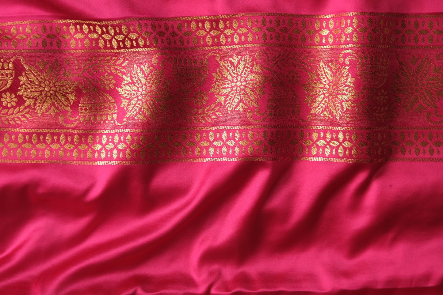 Fuchsia Satin Silk - Banarasi Saree