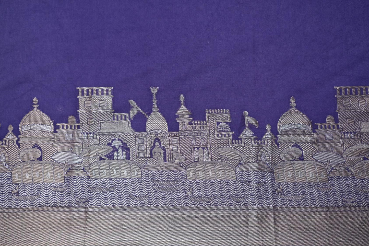 Gehra Neela Ghat Print - Banarasi Saree