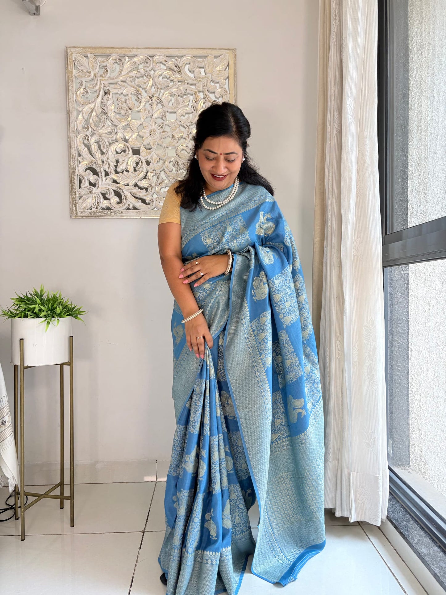 Kashi Tasser - Aasmani Blue Saree