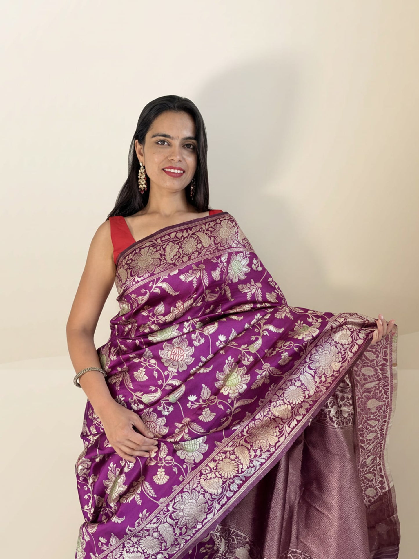 Purple Jaal Work Saree