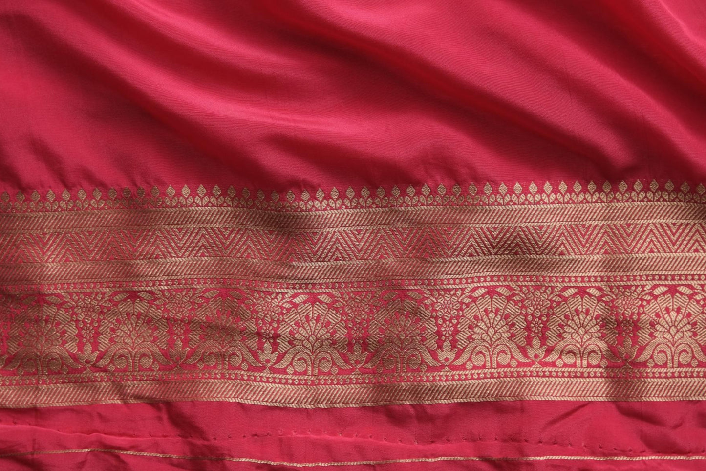 Lime Pink Crepe Georgette - Banarasi Saree
