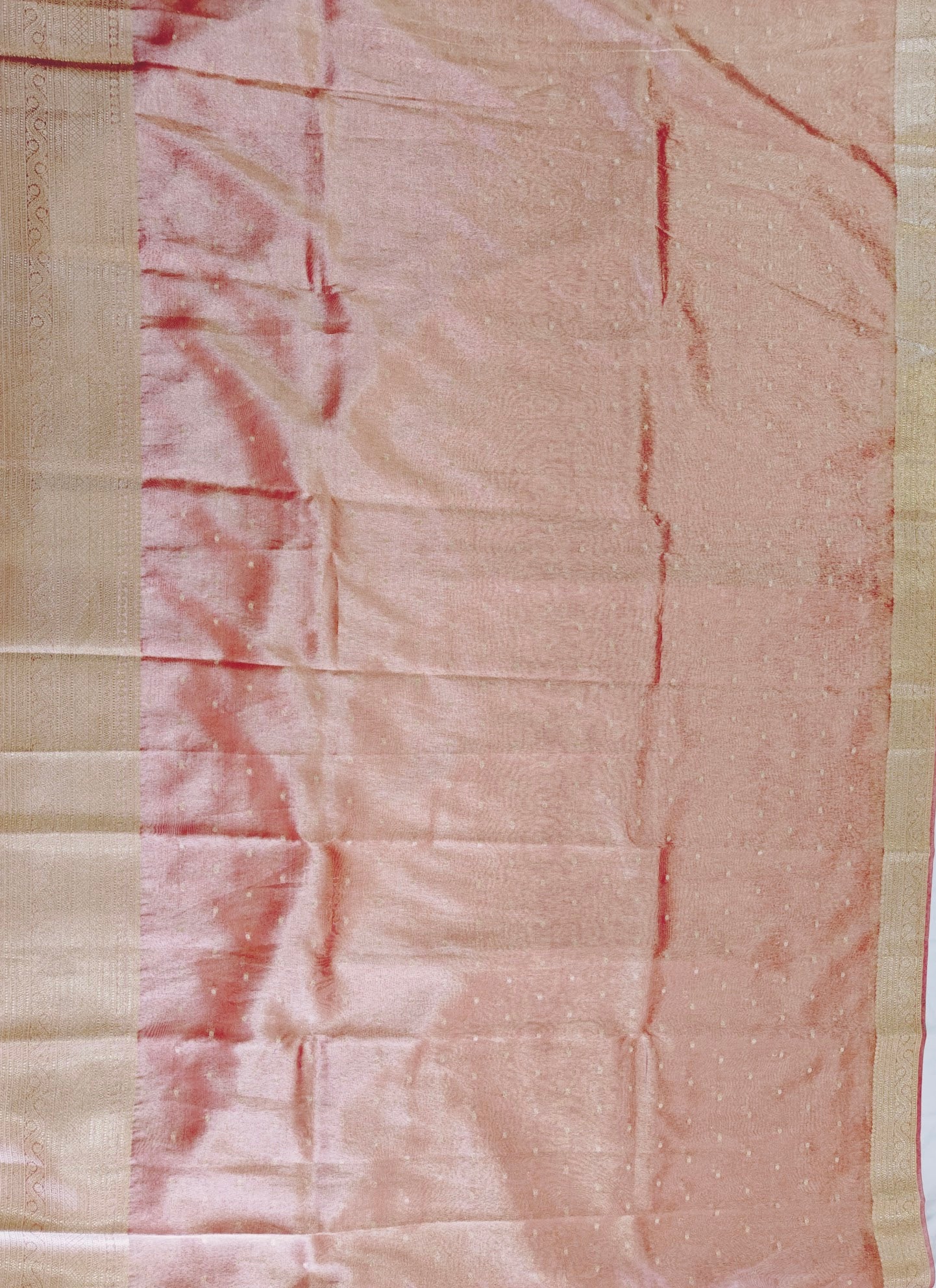 Pinkish Maroon Tissue Silk - Banarasi Saree
