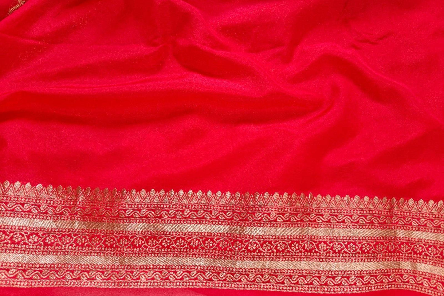 Red Chinnon Silk - Banarasi Saree