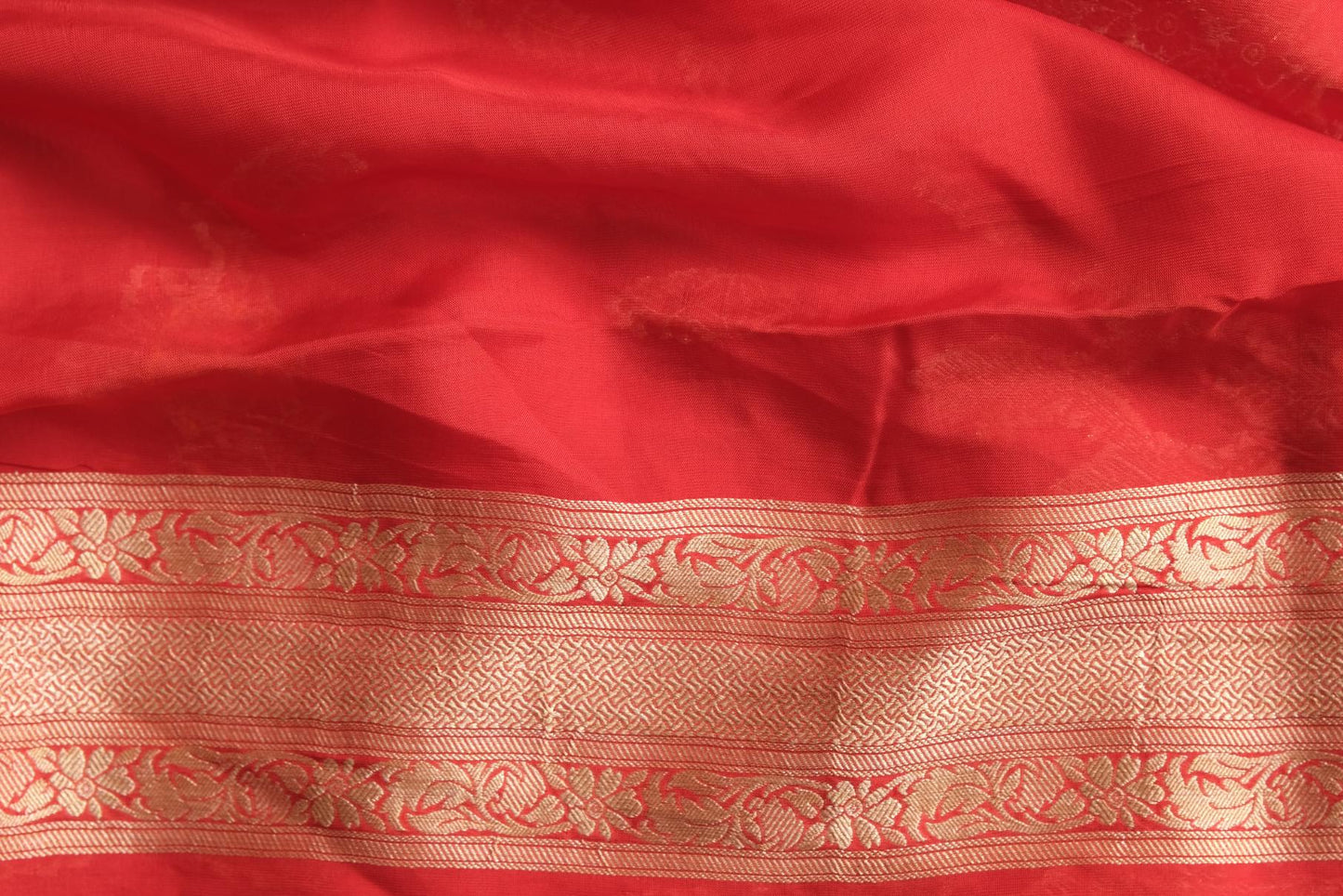 Red Tussar Georgette - Banarasi Saree