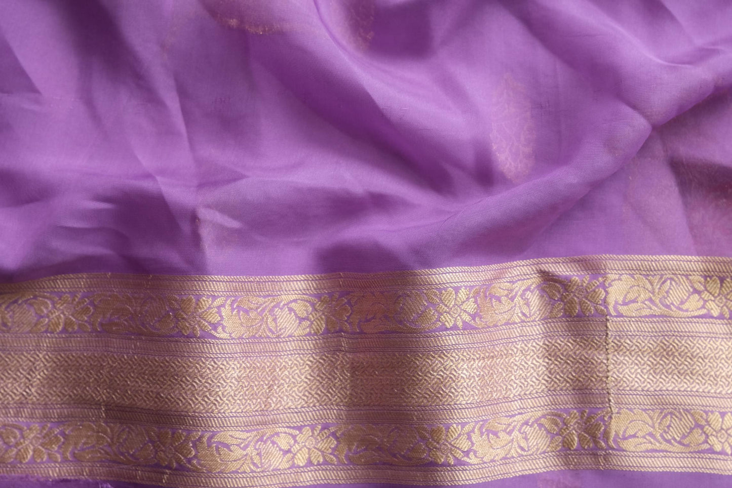 Violet Tussar Georgette - Banarasi Saree