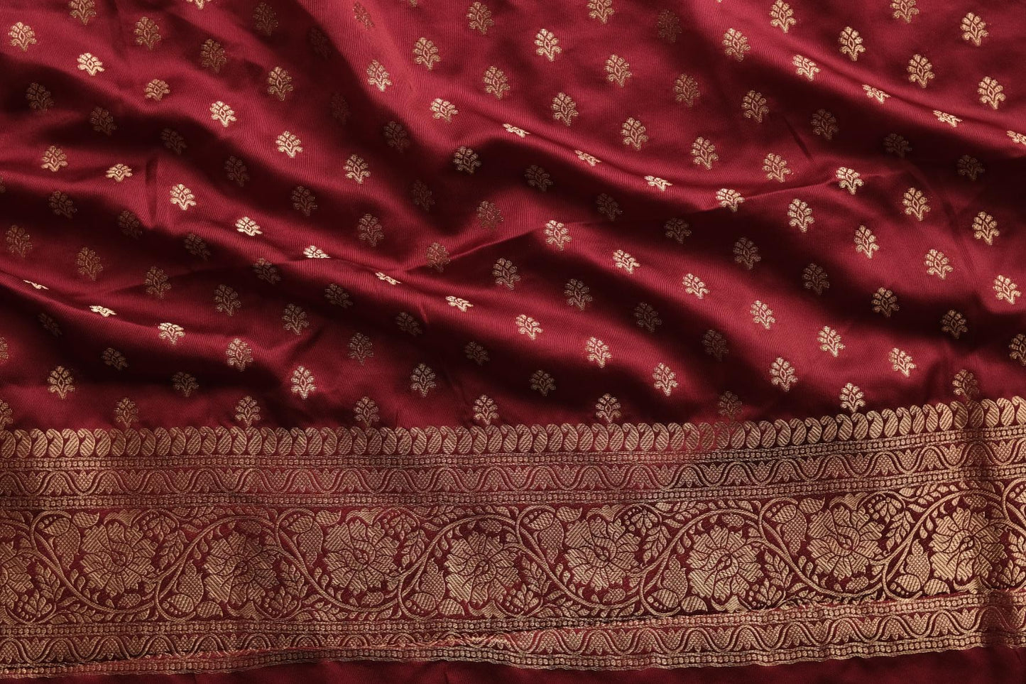 Matching blouse of Wine Mashru silk Banarasi saree by Silken Saga