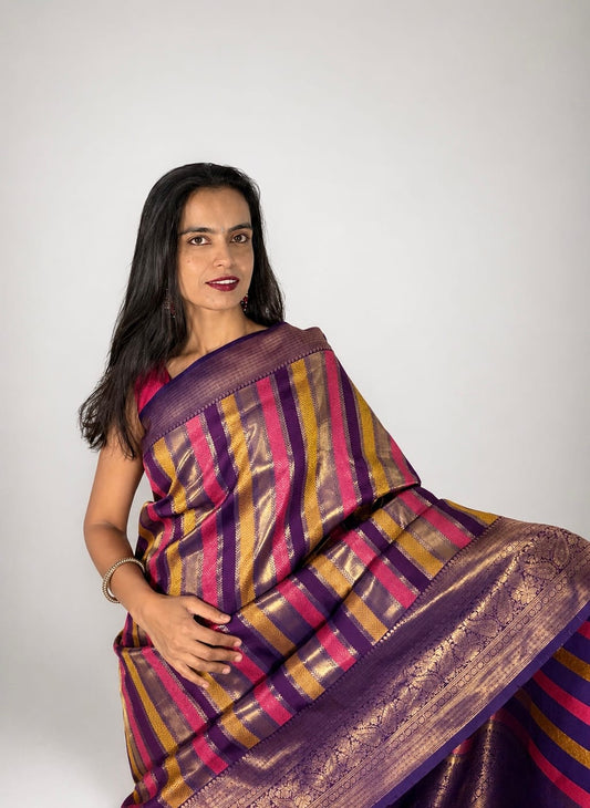 Purple Brocade Saree