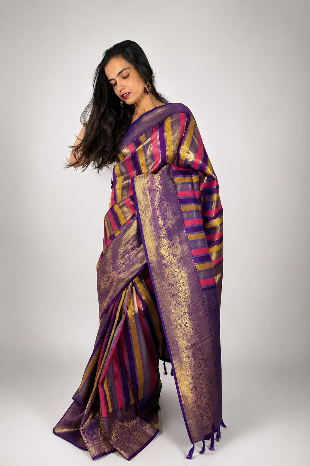 Purple Brocade Saree