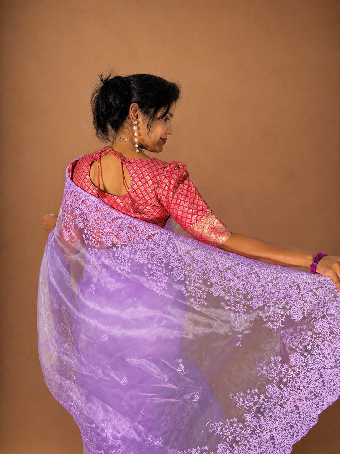 Purple Cutwork Designer Saree
