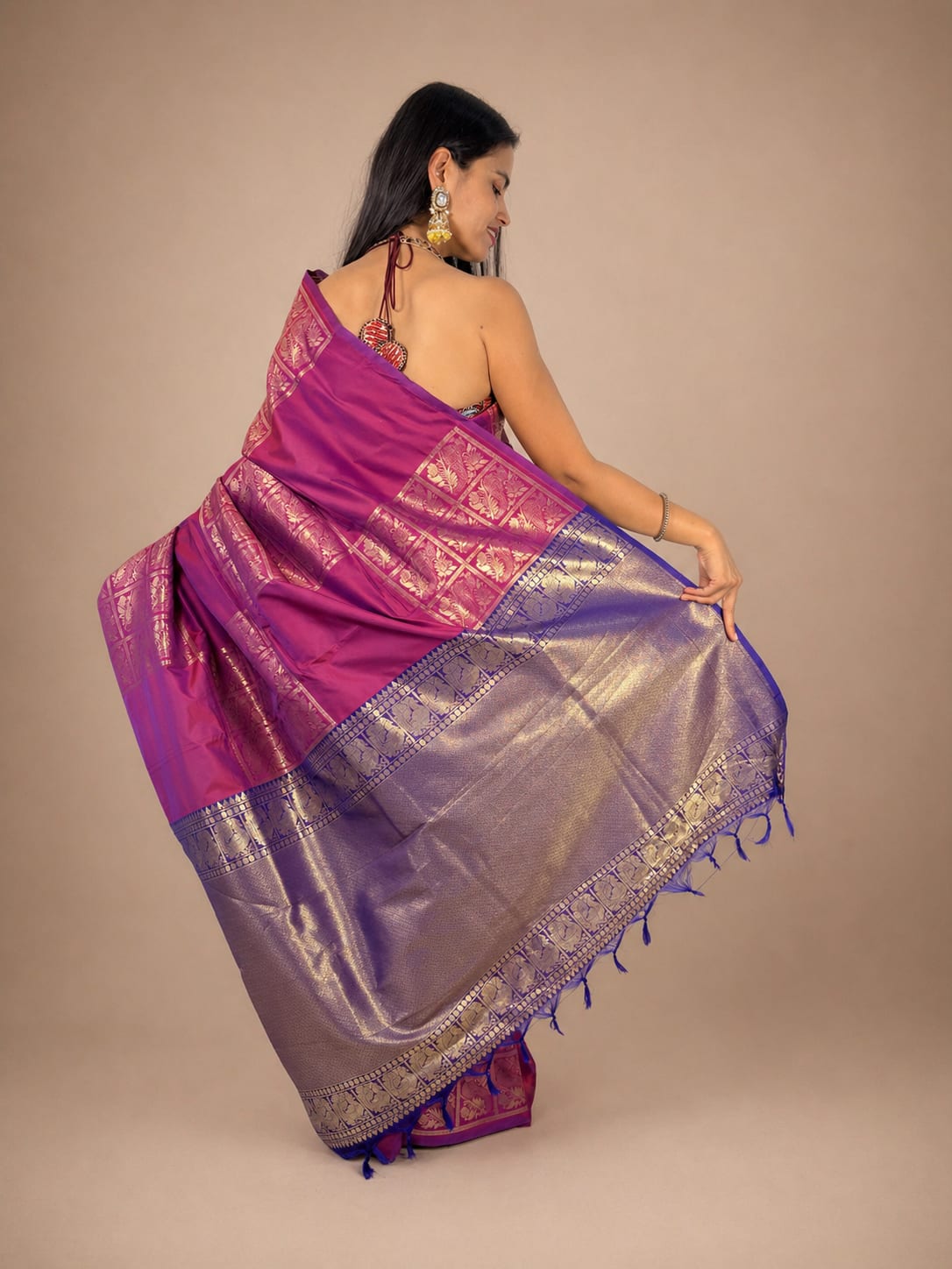 Purplish Pink Brocade Saree