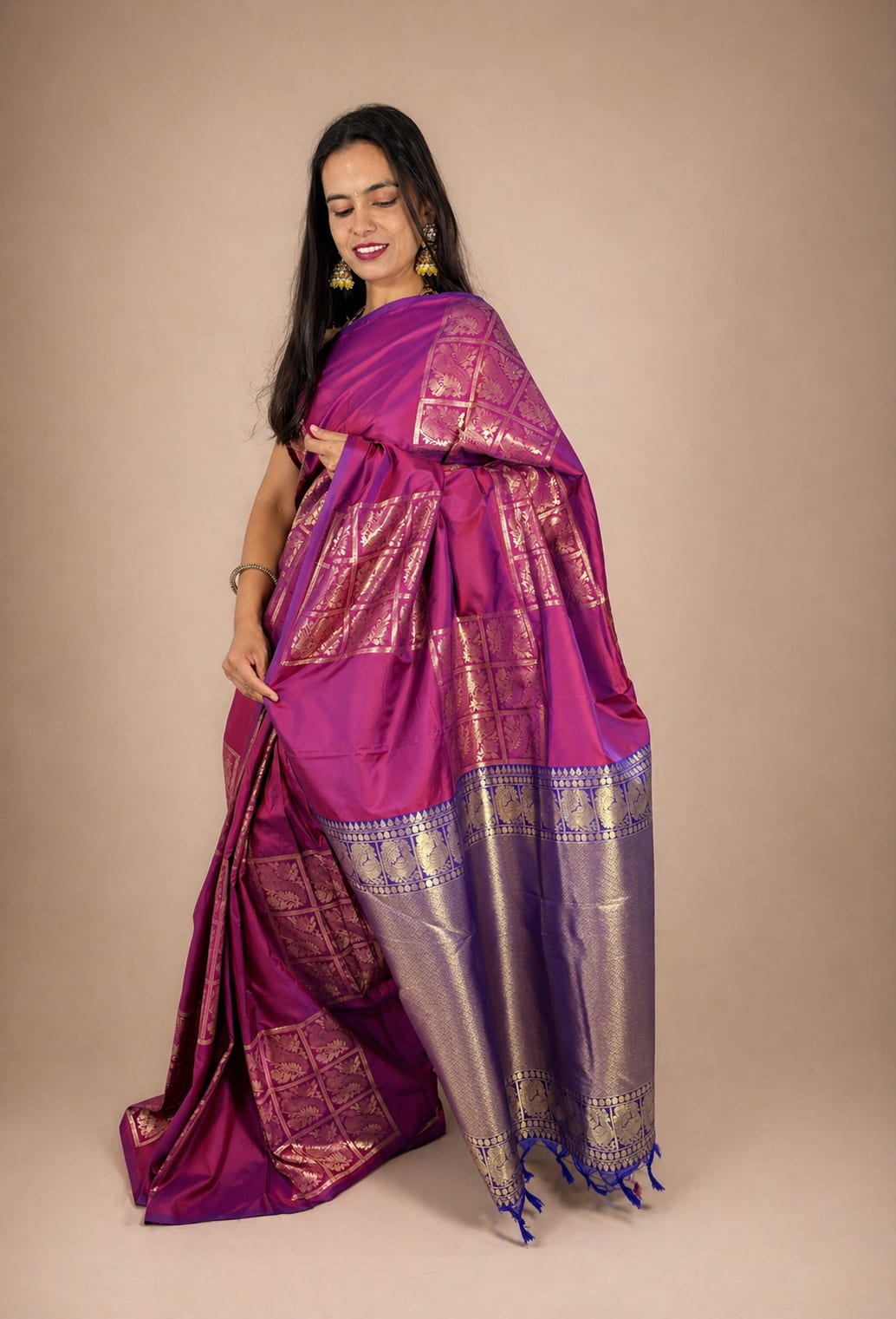 Purplish Pink Brocade Saree