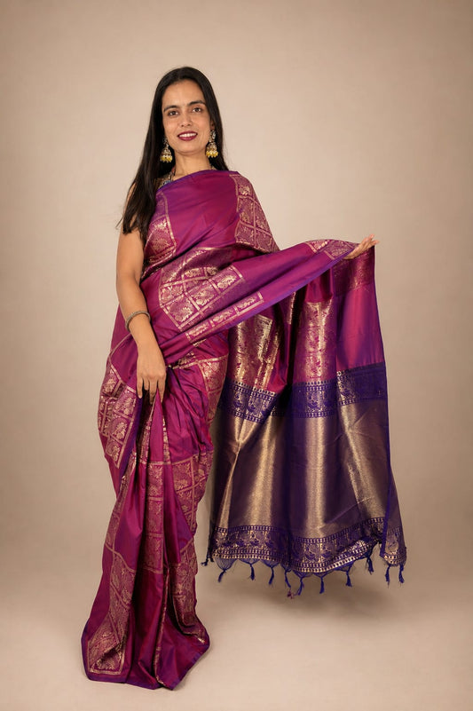 Purplish Pink Brocade Saree