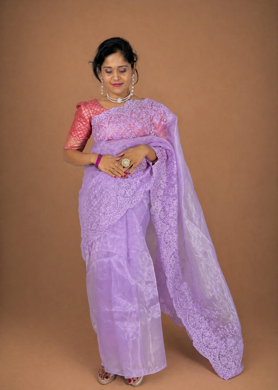Purple Cutwork Designer Saree