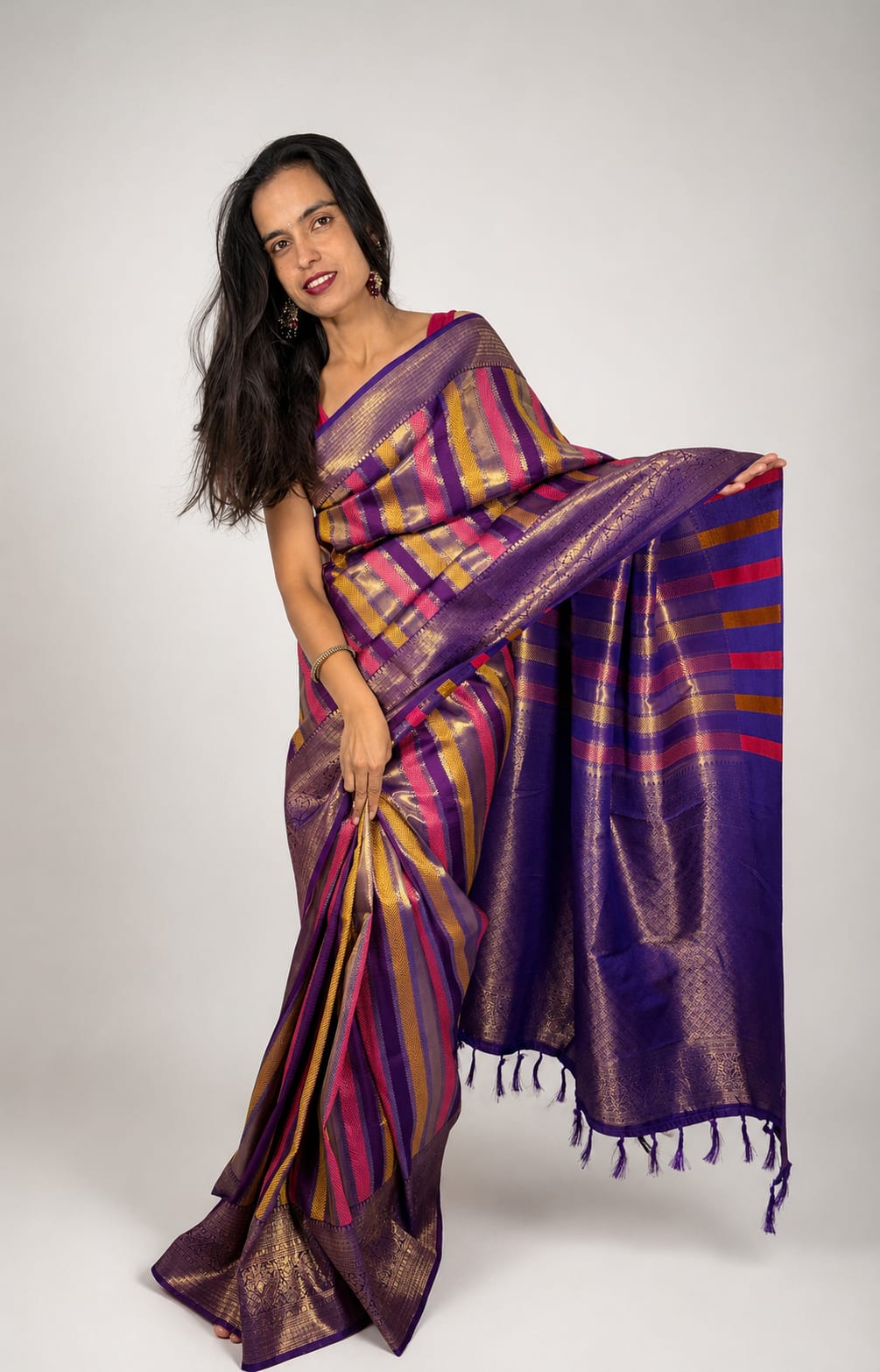 Purple Brocade Saree