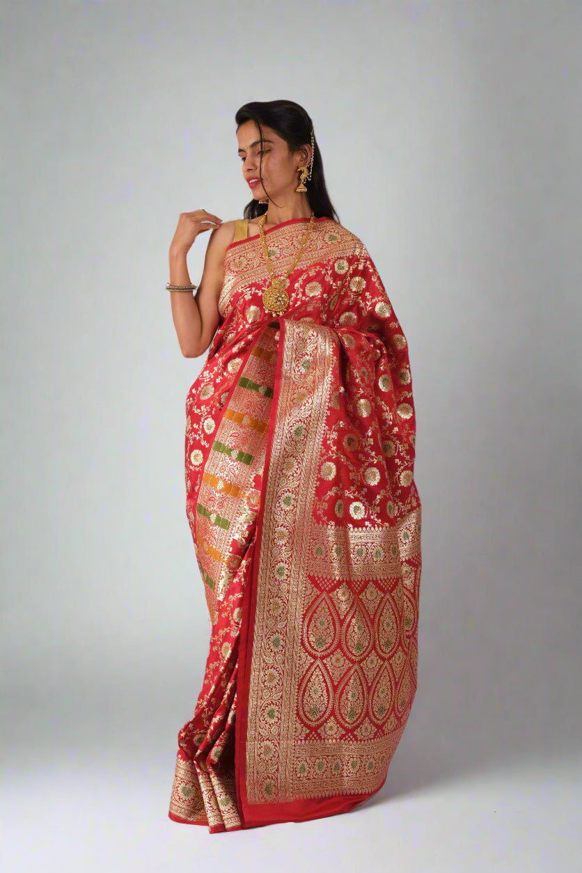 Chatak Laal Katan Meena - Banarasi Saree