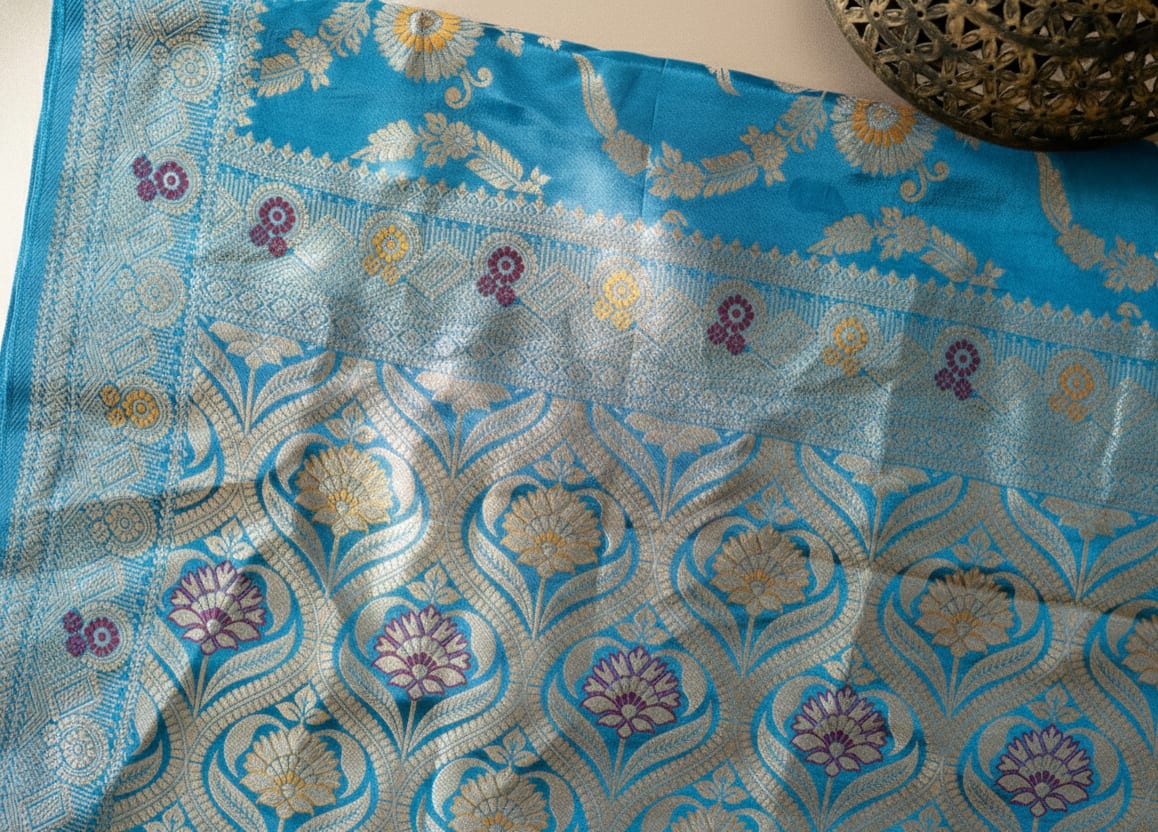 Kashi Dola Blue with Meenakari jaal
