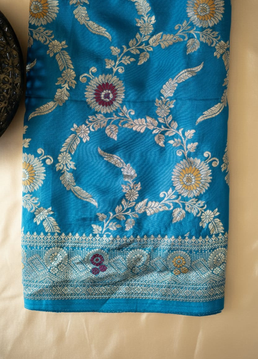 Kashi Dola Blue with Meenakari jaal