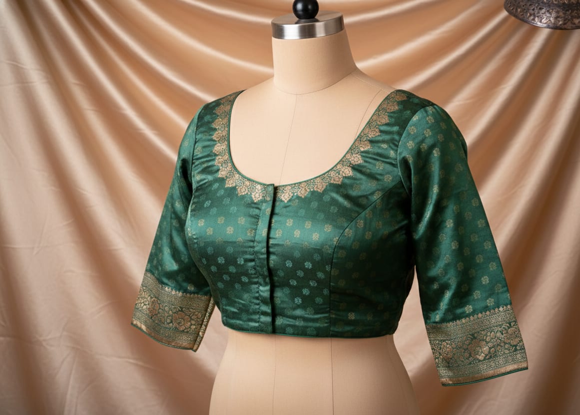 Kashi Riwayat Gajji Silk - Green and Light Green contrast