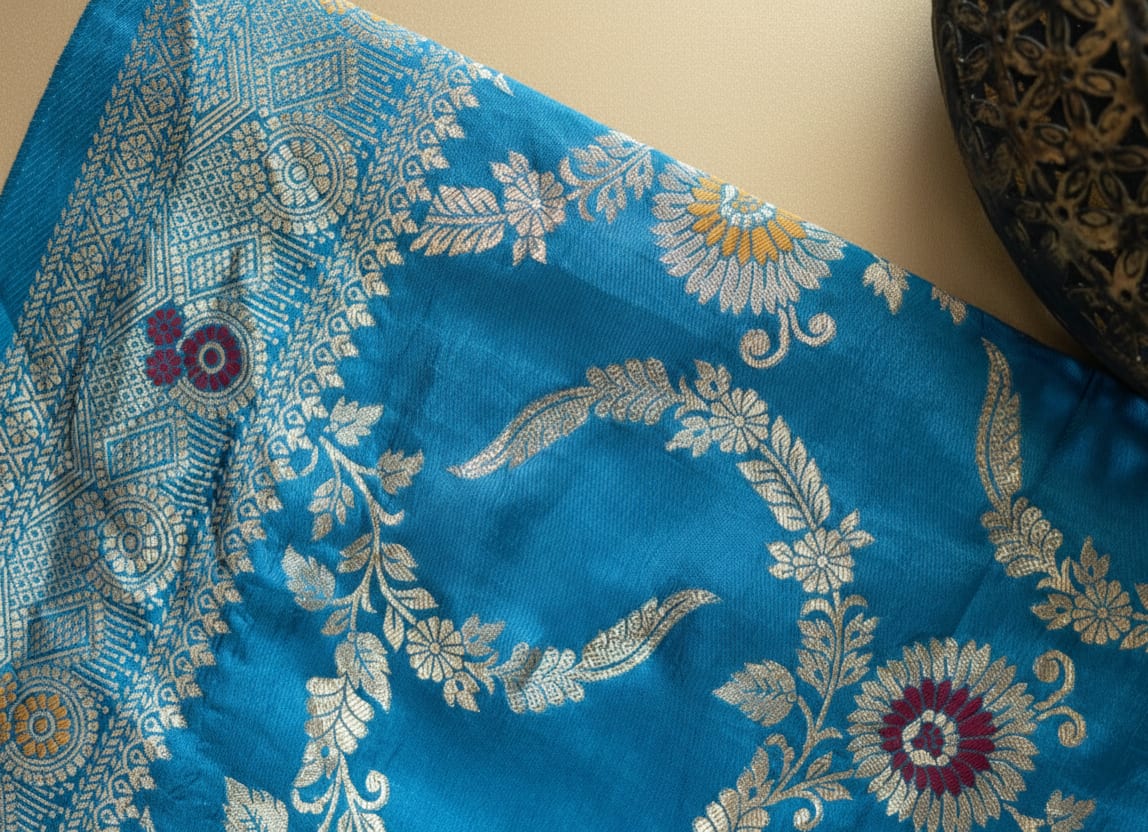 Kashi Dola Blue with Meenakari jaal