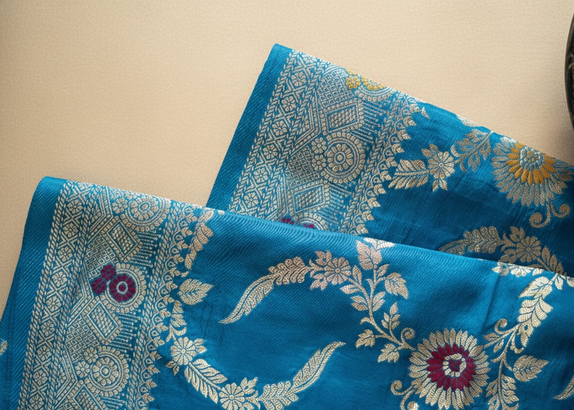 Kashi Dola Blue with Meenakari jaal