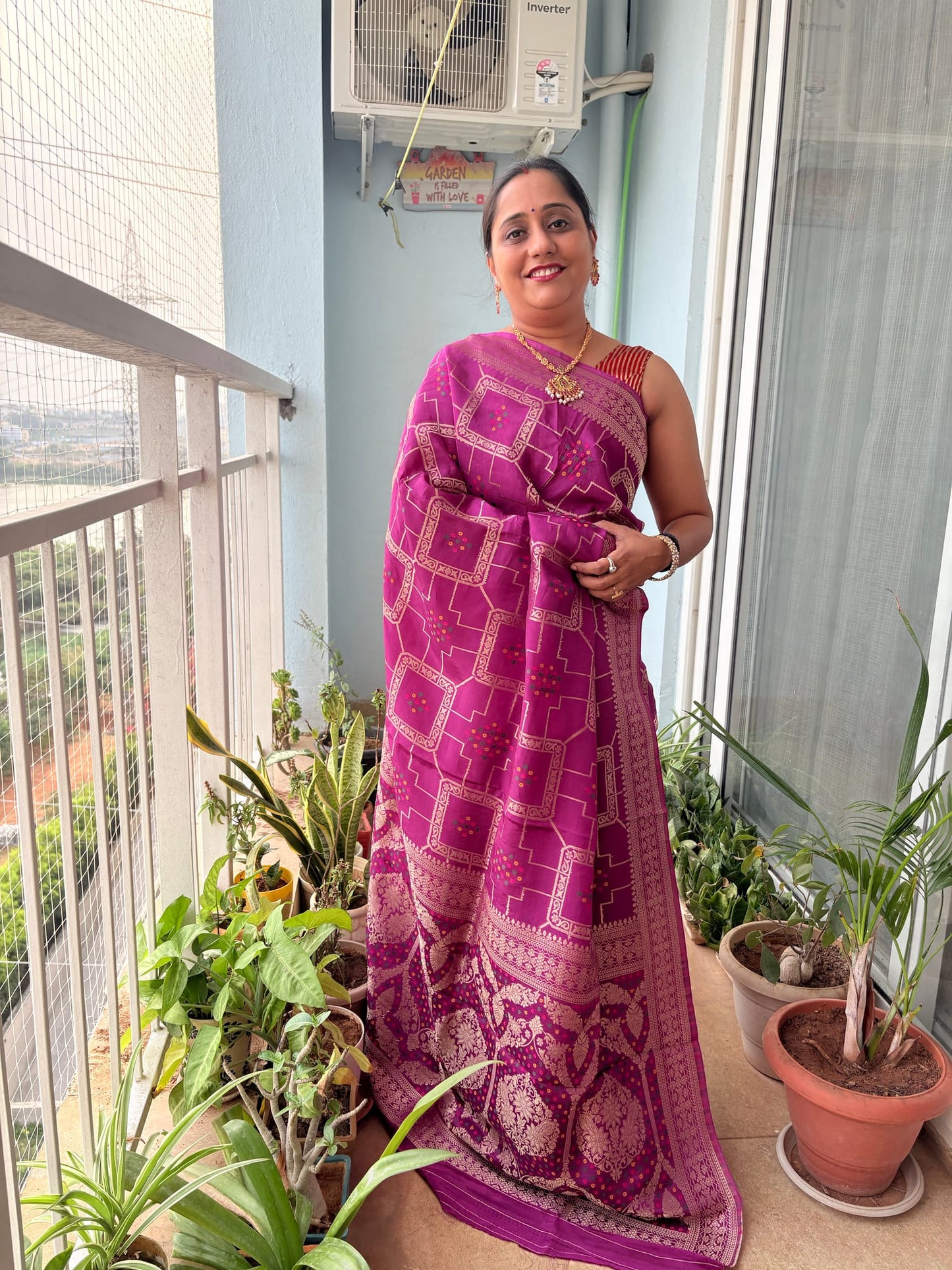 Kashi Crepe - Light Purple Bandhej Banarasi