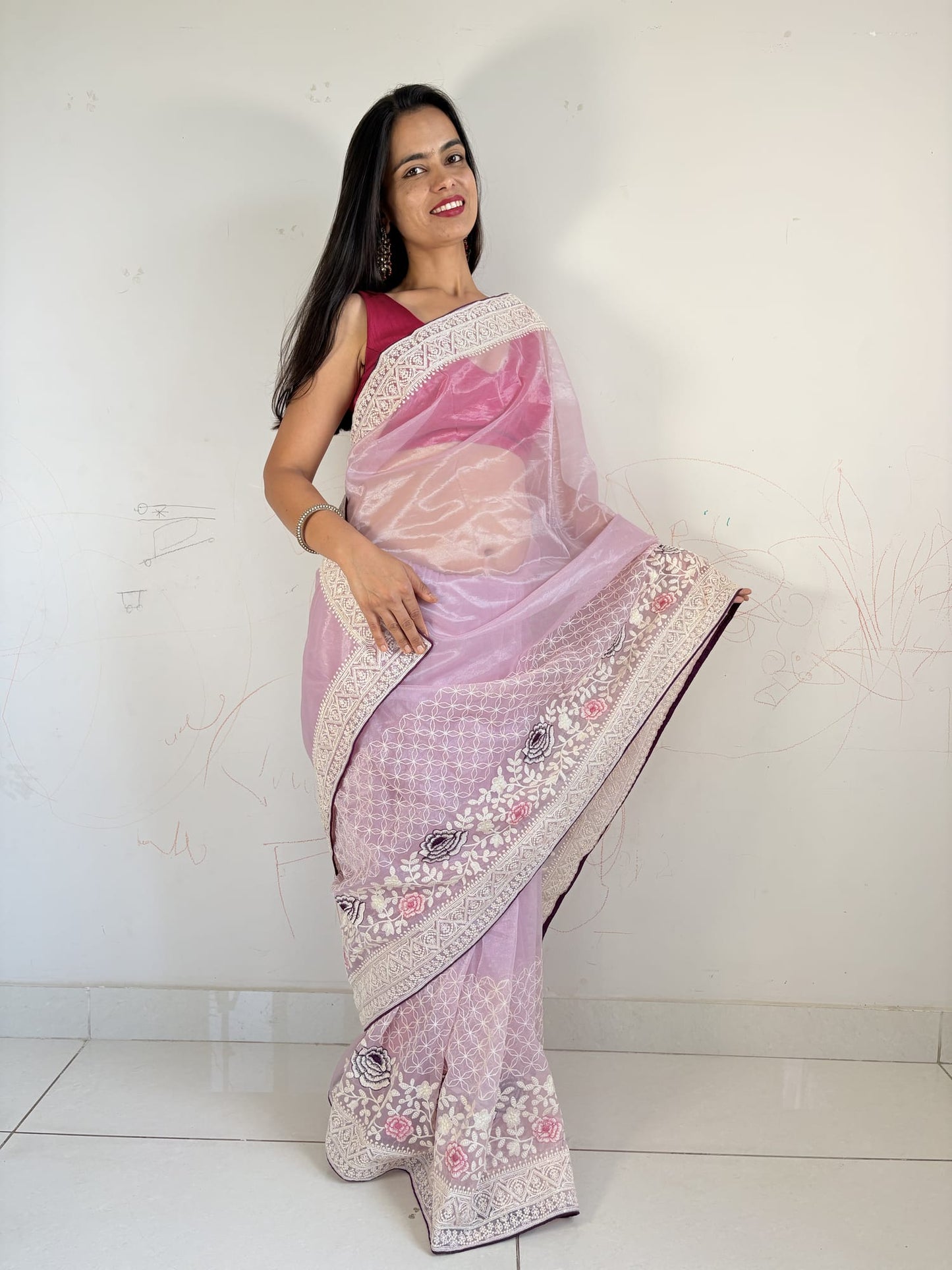 Purple Organza Designer Saree