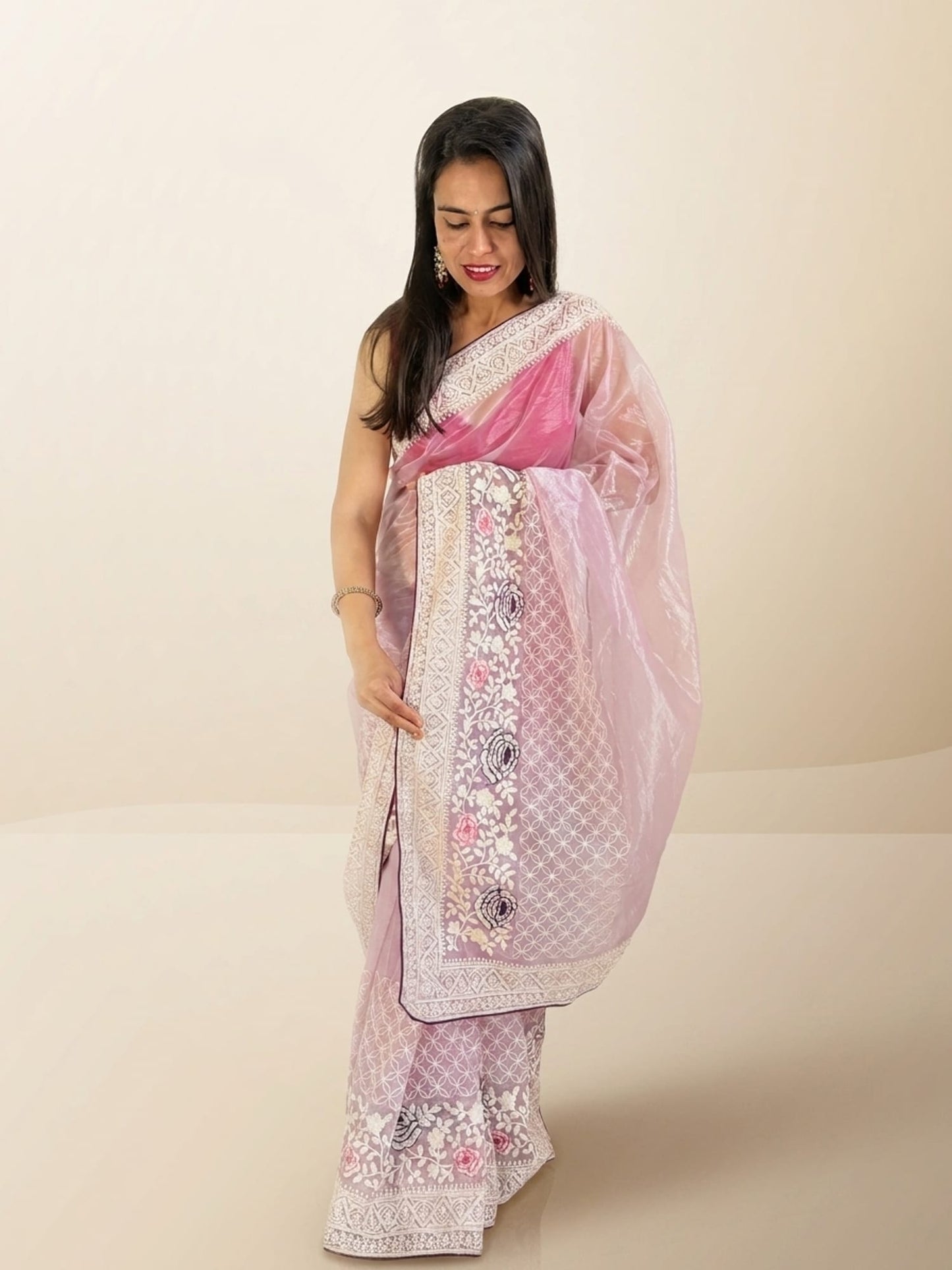 Purple Organza Designer Saree