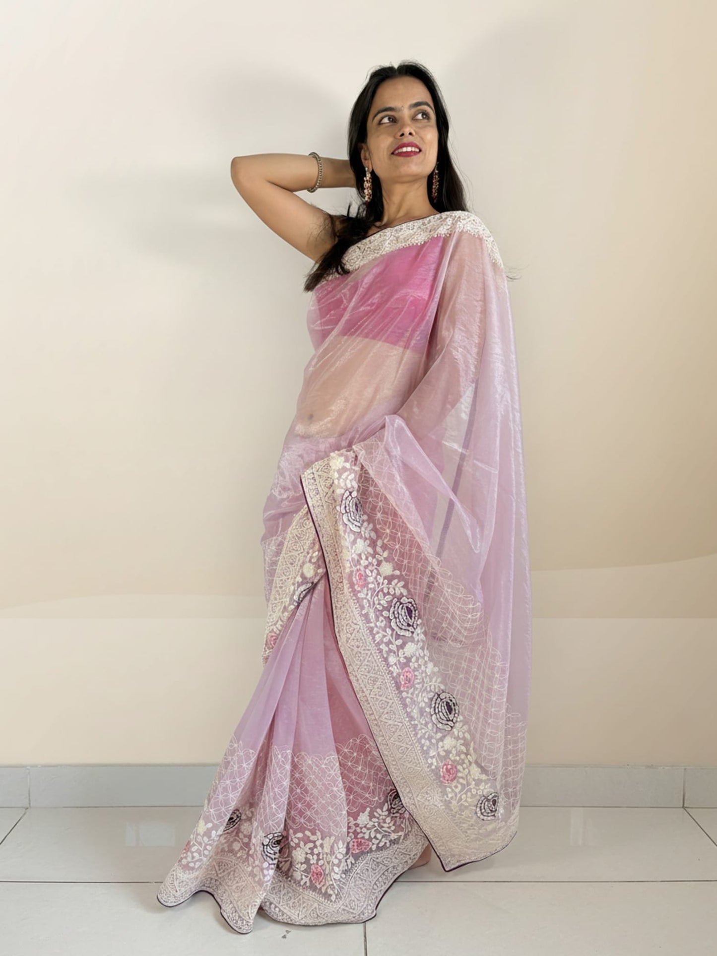 Purple Organza Designer Saree