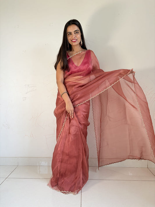 Rust Ready to Wear Designer Saree