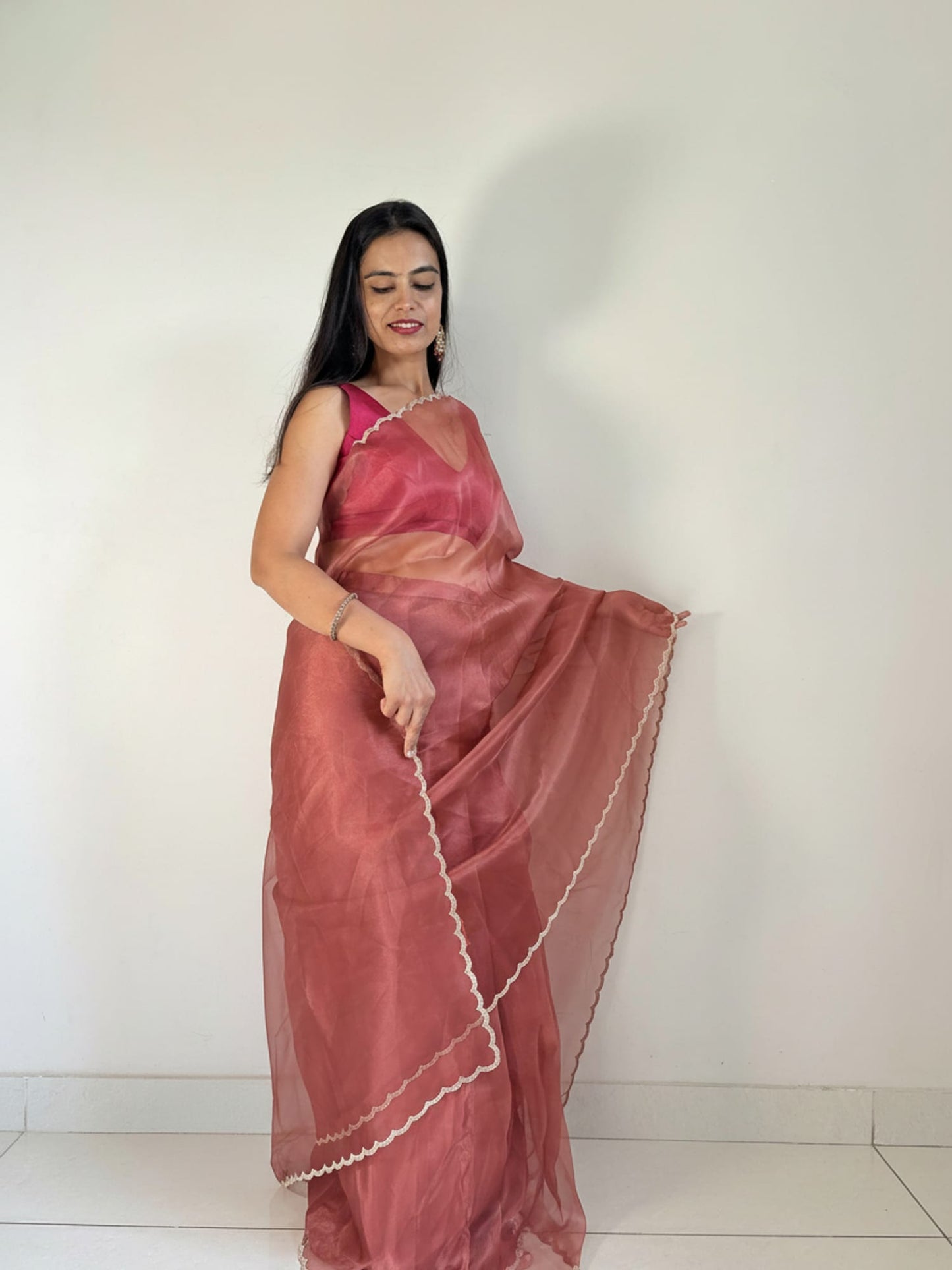 Rust Ready to Wear Designer Saree