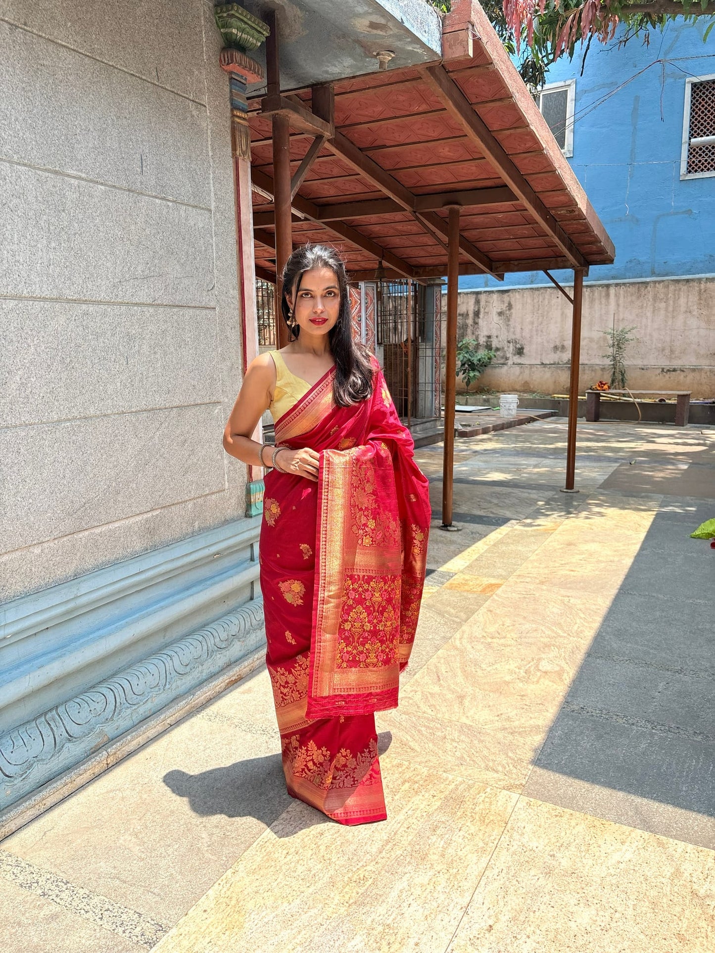 Kashi Dola - Sindhuri Laal Meenakari Banarasi saree