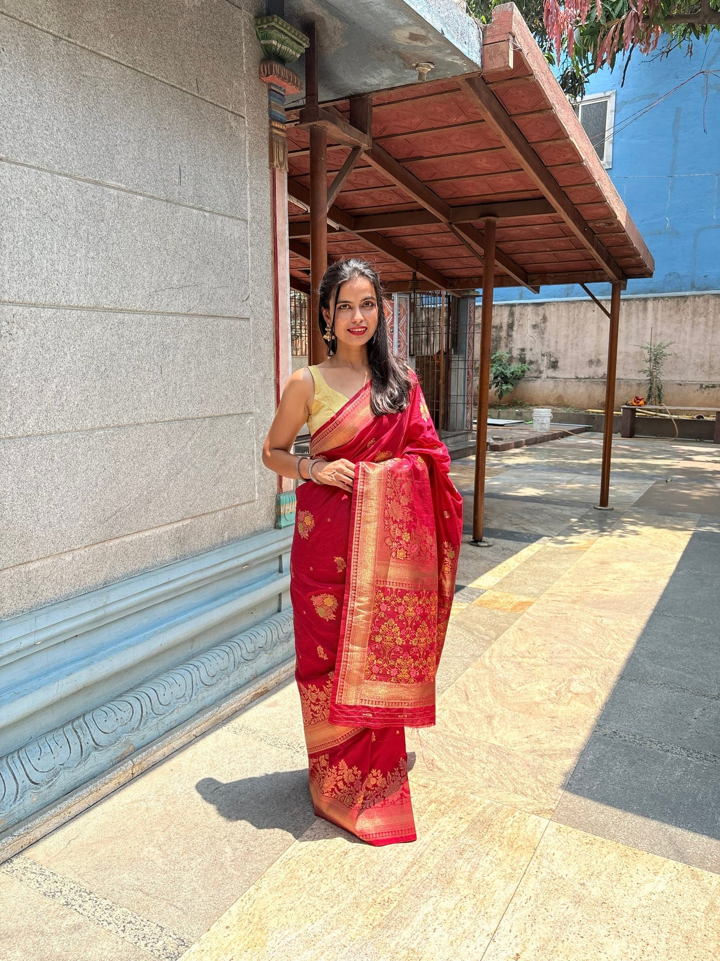 Kashi Dola - Sindhuri Laal Meenakari Banarasi saree
