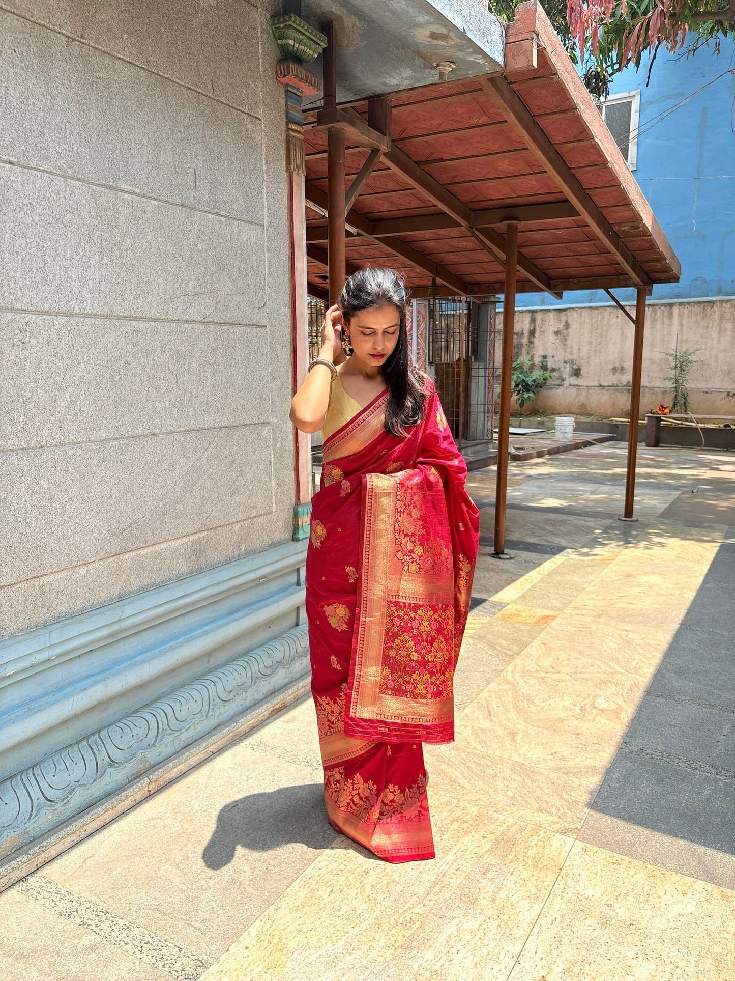 Kashi Dola - Sindhuri Laal Meenakari Banarasi saree
