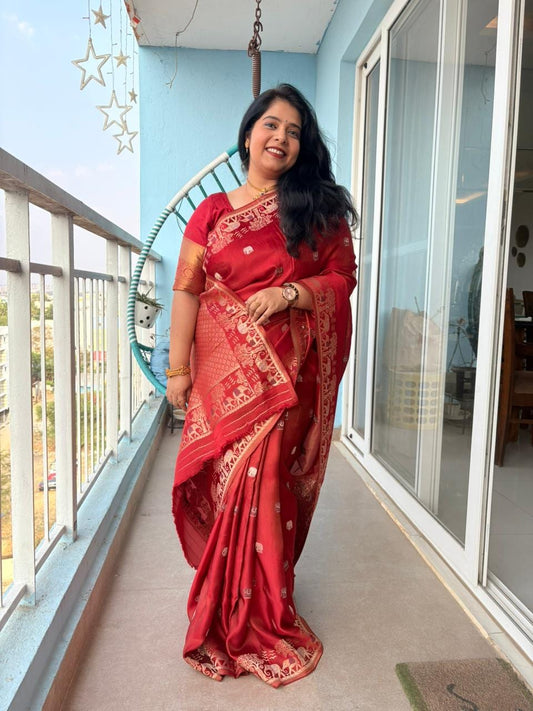 Kashi Mashru - Red Elephant motifs