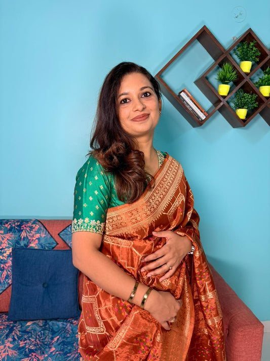 Kashi Crepe - Rust orange Bandhej