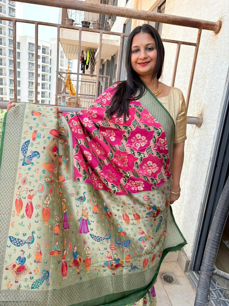 Kashi Rangkaat Pink Green