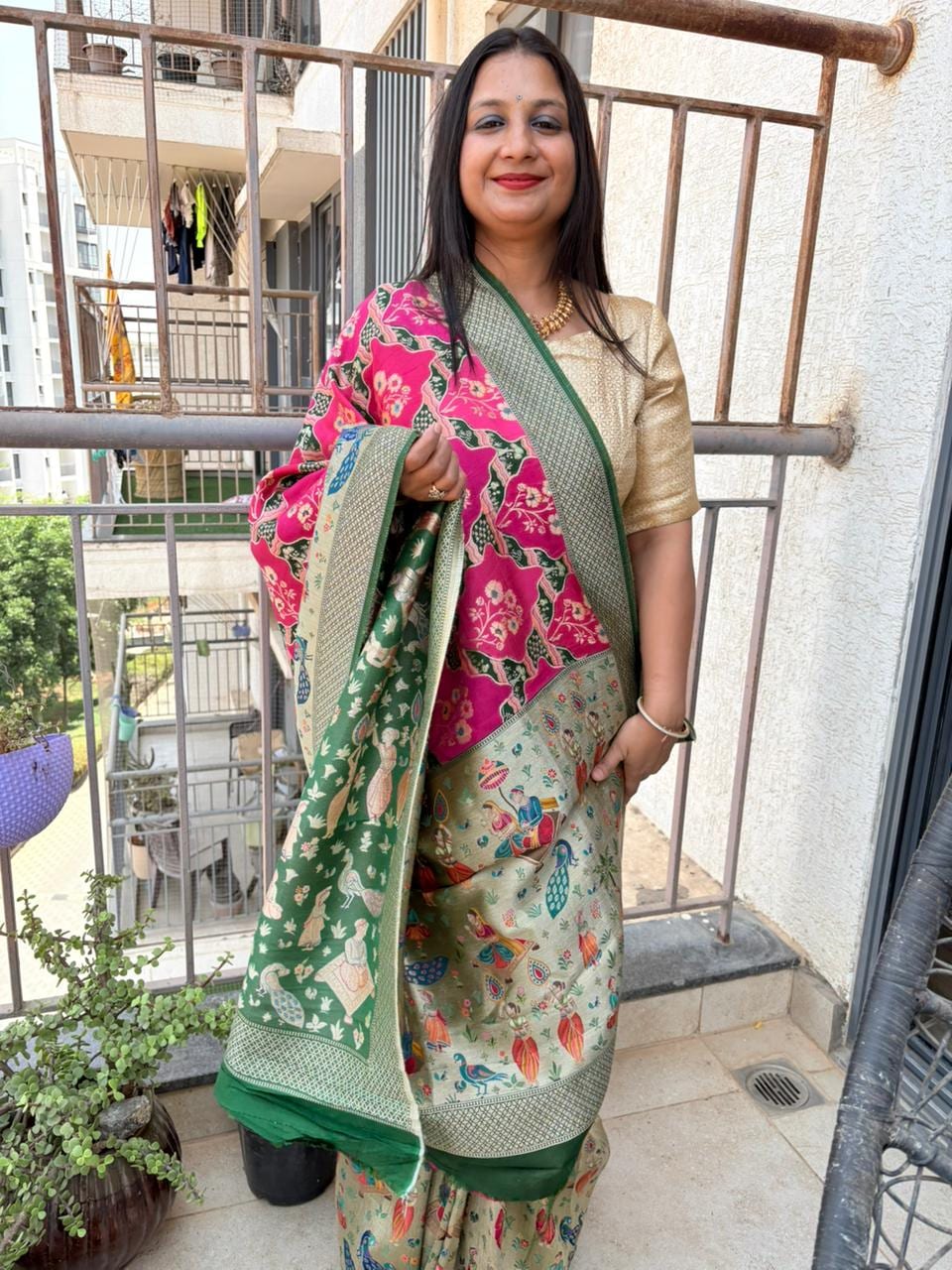 Kashi Rangkaat Pink Green