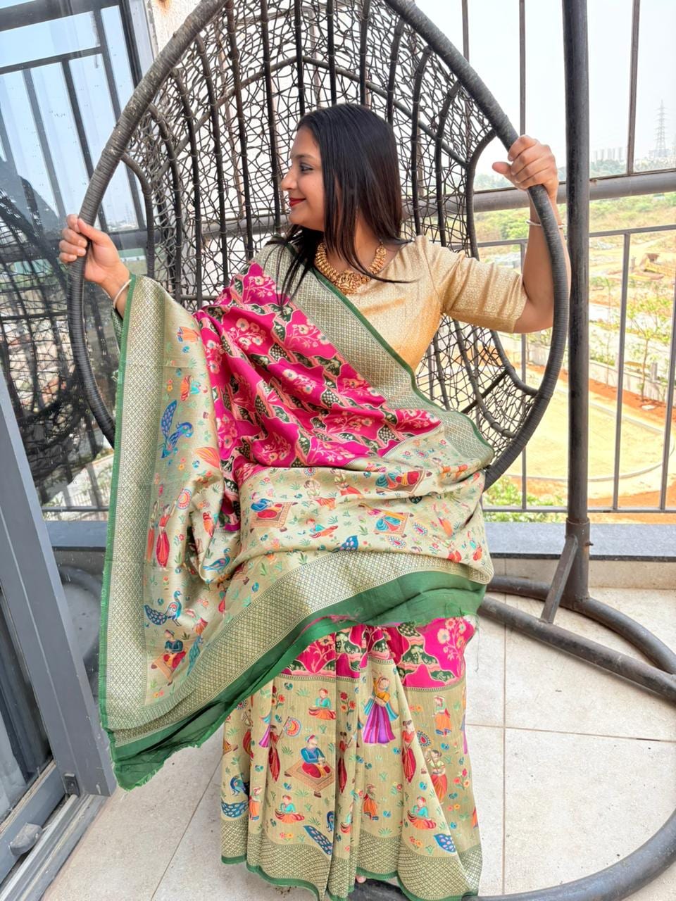 Kashi Rangkaat Pink Green