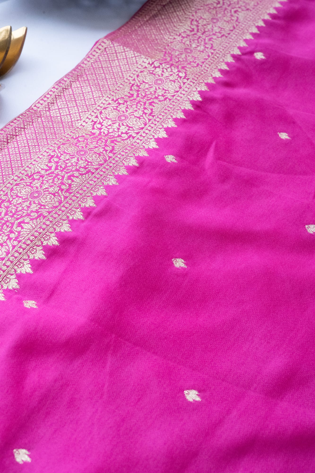 Pink Crepe Peacock Motif Fabric