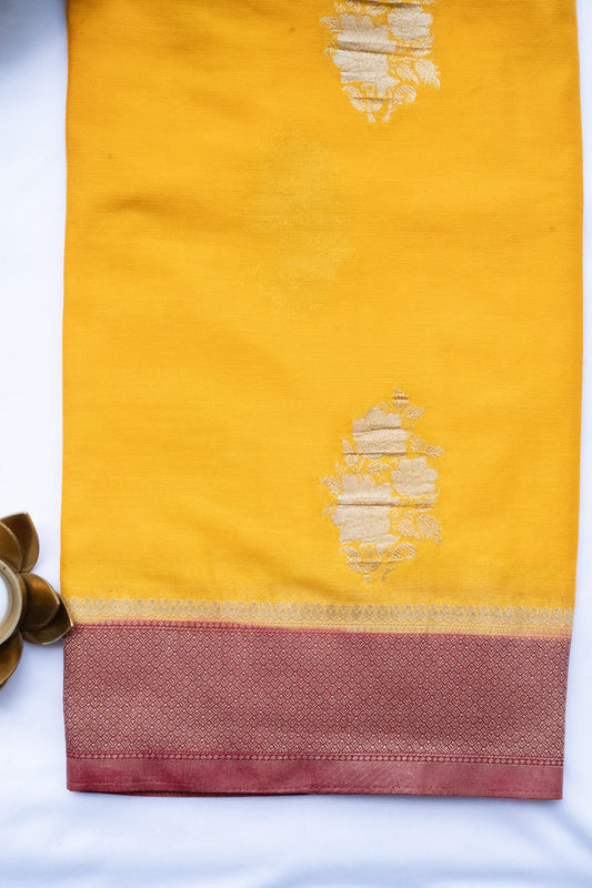 Kashi Crepe Georgette - Yellow and Red Contrast