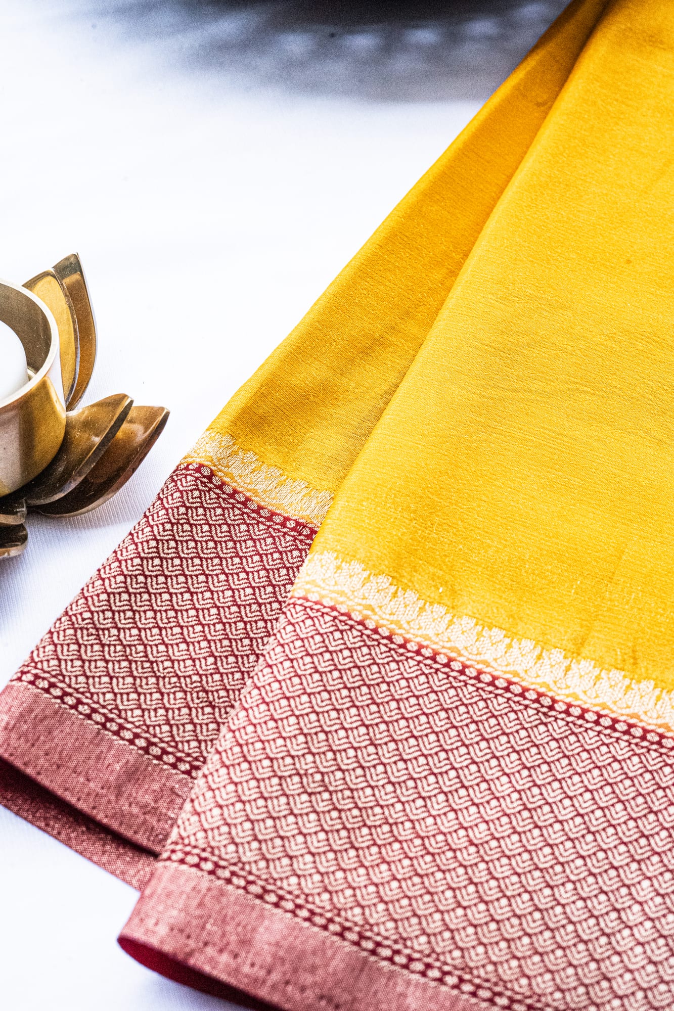 Kashi Crepe Georgette - Yellow and Red Contrast
