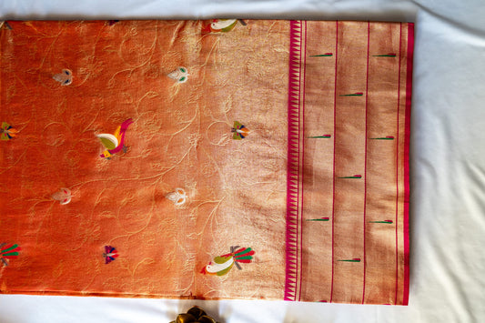 Premium tissue bird print orange